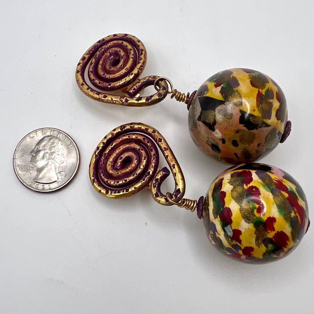 Jeff Lieb Fired Enamel Runway X-Large Clip Earrin… - image 5